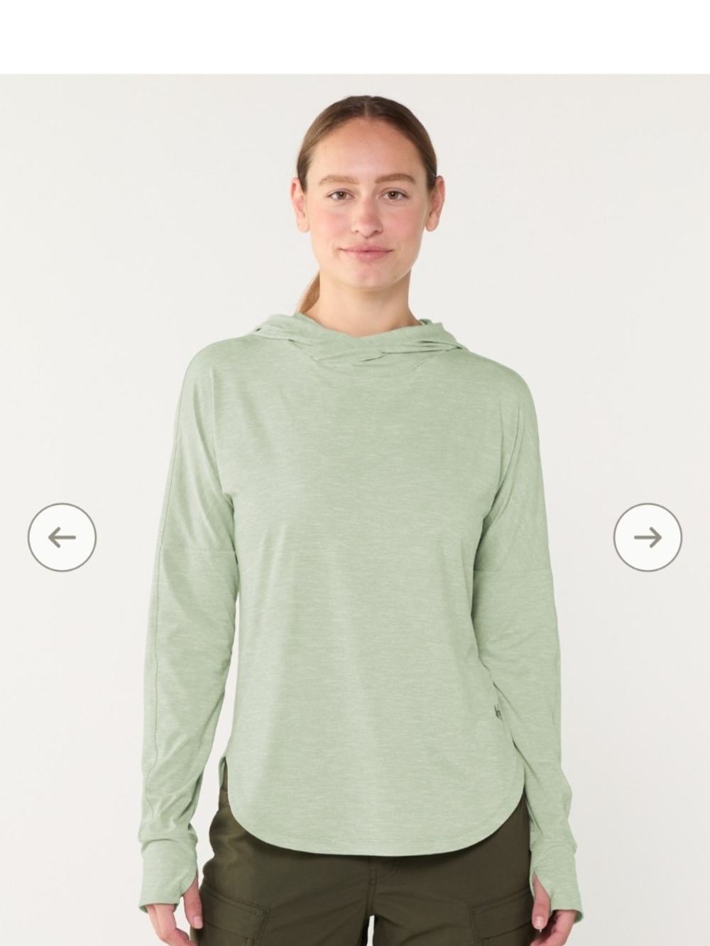 REI Co-op Sahara Shade Hoodie Women’s Medium Light Green Sage Heather UPF 50+